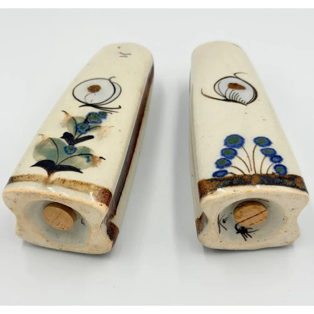 Folk-Art Ken Edwards Palomar Tonala Pottery Hand Painted Salt and Pepper Shakers